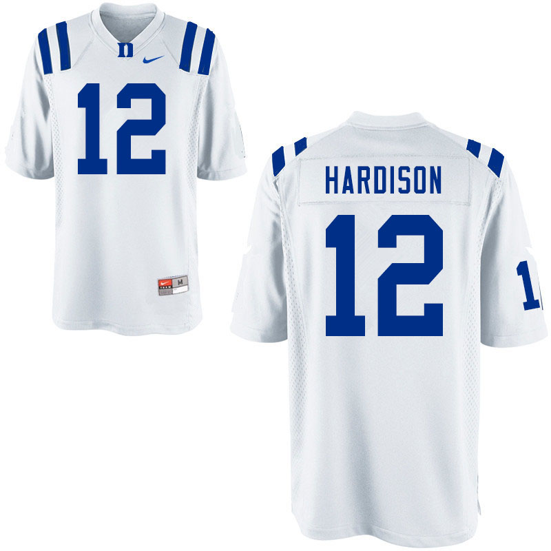 Men #12 Joe Hardison Duke Blue Devils College Football Jerseys Sale-White